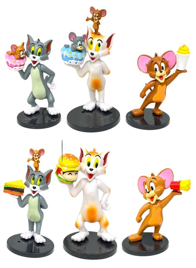 AUGEN Tom & Jerry Set of 6 Action Figure Limited Edition for Car Dashboard, Decoration, Cake, Office Desk & Study Table (12cm)(Pack of 6) - Image 1
